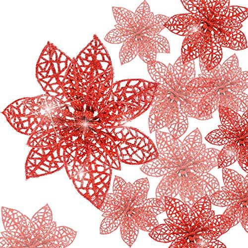 Boao 24 x Weihnachtssterne für Weihnachtsbaum, 1,9 cm, Rot