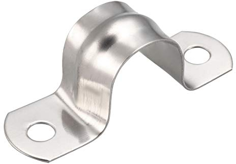 sourcing map 100 Stück Starrer Rohrgurt Erstaz 20mm(0.8), Zugrohr Clip Klemme 2 Loch 304 Edelstahl