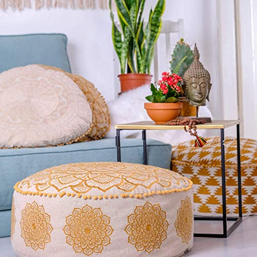 Mandala Life ART Böhmischer Hocker Osmanische Abdeckung -60x20 cm - Luxus-Hocker mit handwerklichem Raumdekor für Meditation, Yoga und Boho Chic Sitzbereich Hocker