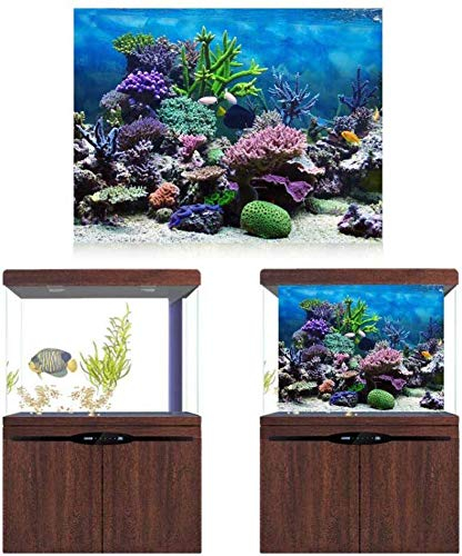 HEEPDD Cartel del Acuario, pecera submarina de Coral Marino Fondo del Cartel Espesar PVC Adhesivo Estático Cling Telón de Fondo Papel Decorativo (61 * 30 cm)