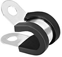 sourcing map 3/8(10mm) Cable Clamp 304 Stainless Steel Rubber Cushioned Insulated Clamp R Shape Metal Clamp 8Pcs