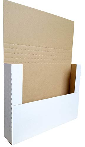 CH-BOX EM1182 Versandkartons, 282 x 219 x 13–51 mm, kleine Versandkartons, höhenverstellbar, gewellt, für Versand, Verpackung, Comics, Bücher, Zeitschriften, Fotos, Weiß, 50 Stück