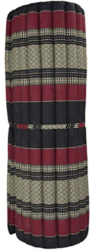 Fine Asianliving Thaimatte Rollbar Kapokfüllung 200x100x4.5cm Schwarz Rot Thai Kissen Meditation Matte Matratze Kapok 301-C01