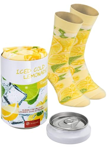 Rainbow Socks - Donna Uomo Divertenti Lattina di Limonata Fredda Calze - 1 Paia - Tamaño 36-40