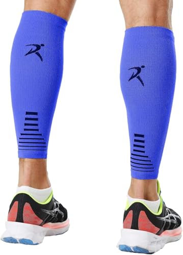 Compression Calf Sleeves for Men & Women (Ideal for Sports, Running, Shin Splints & More) (One Pair) (Royal Blue) (Medium) [M]
