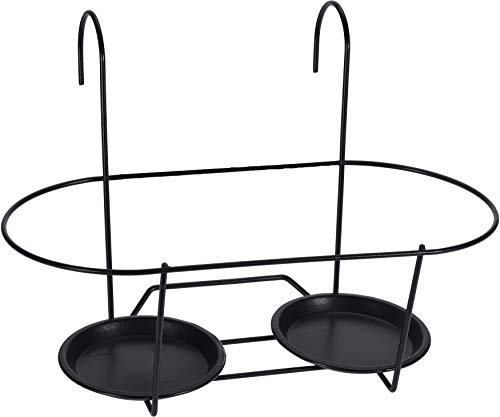 Metal Hanging Plant Pot Holder Stand Indoor Garden Balcony Wall Rail Fence Flower Planter (Double Pot Holder)