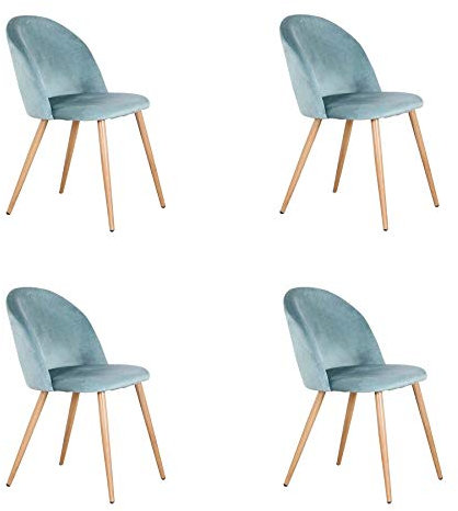 EGOONM 4er Set Esszimmerstühle Küchenstühle Samt Weich Kissen Sitz und Rücken Mit Hölzernen Metallbeinen Küche Stühle, Grün