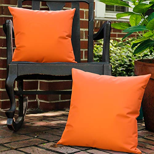 Lewondr Outdoor Kissenbezug, 2 Stück Wasserdicht Kissenhülle UV Schutz Zierkissenbezug Polyester Kopfkissenbezug mit PU Beschichtung für Sofa Couch Stuhl Garten Lounge Kissen Deko, Orange