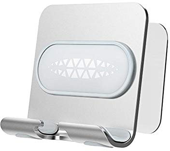 Iriisy Soporte Móvil Pared Casa, Soporte Tablet Pared para Carga de Celulares y Tabletas Montado en Pared Autoadhesivo Porta Móvil Compatible Sin Perforación Tira de Adhesivo de Pared Plata