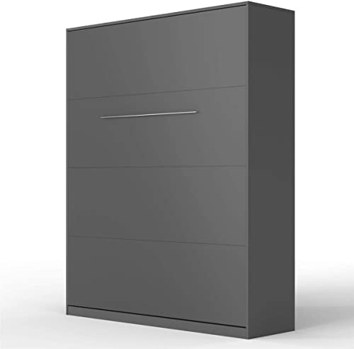 SMARTBett Standard 90x200 120x200 140x200 160x200 | Schrankbett, Wandbett, Wandklappbett fürs Gästezimmer, Büro, Wohnzimmer, Schlafzimmer Anthrazit 160 Vertikal