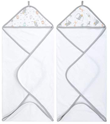 aden + anais essentials Kapuzenhandtuch für Jungen & Mädchen, weiches Baby Badetuch aus 100% Baumwolle, Wickelbadetuch-Set für Kinder, Kleinkinder & Säuglinge, 2er-Pack, Dumbo New Heights