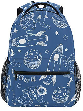 Children's Backpack, Schoolbag Cartoon Astronaut Planet And Rocket Large Capacity Students Bookbag Rucksack Knapsack for Boys Girls Adults Teen