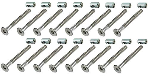 16 x HMH-Shop Bettschraube M6 x 50 mm + Quermutter M6 Bettbeschlag Innensechskant