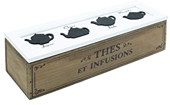 Scatola Porta Tisane in Legno, Porta Bustine The da 4 Tea Box, Scatola Porta The Bustine 33x10x9 cm (da 4)