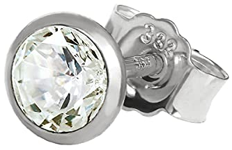 NKlaus Einzel Ohrstecker 5,0mm Weißgold 333 8 Karat Gold Ohrring Kristall Zirkonia Weiß Weiß Damen Herren Ohrstecker