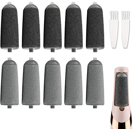 Ersatzrollen, kompatibel mit Finishing Touch Flawless Pedi, elektrische Werkzeugfeile, inklusive 2 Reinigungsbürsten (5 x schwarz, grob und 5 x fein)