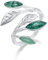 Springlight ✦ Geschenke für Frauen S925 Sterling Silber Damen Ring Grüner Blattring Verstellbar Natürliche Aventurin-Edelstein Offener Ringe Frauen Schmuck Personalisierte Geschenke.
