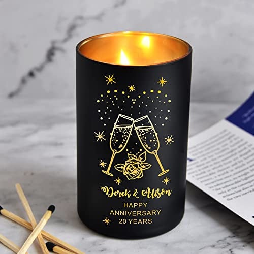 Personalised Candle Rose English Pear Amber Freesia Gifts for Wedding Christmas Anniversary Birthday Memorial Candle Gift for Her Women Him Men from Wife Husband up to 40 Hours Burn Time (Design 01)