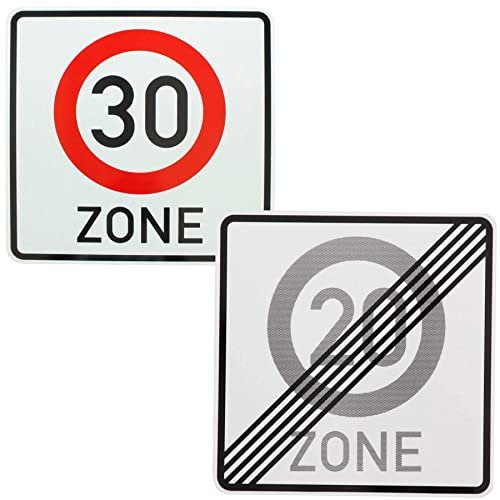 Original 2 x Verkehrszeichen Nr. 274.1 30 Zone und 274.2-20 Ende 20 Zone 600 mm Verkehrsschild Schild Geburtstagsschild nach StVO mit RAL Temposchild