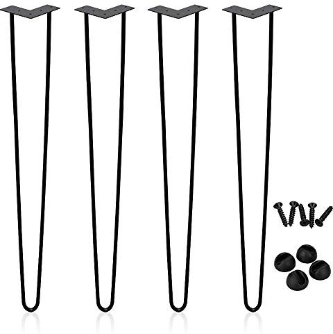 Sonnewelt Hairpin Legs tischbeine Metall schwarz Tischkufen Haarnadel Tischbein 12 mm, Hairpin Legs aus Stahl, 2-Stange Bein, 61 cm 4 Stück