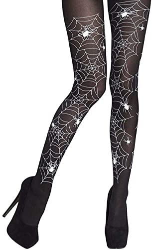 MAKFORT Netzstrumpfhose Schwarz Spinne Strümpfe Spitze Strumpfhosen Halloween Kostüm Damen Sexy Net Strümpfe Halloween Fishnet Tights