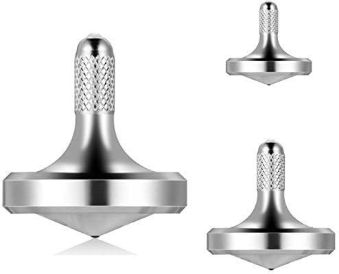 Metall Edelstahl Kreisel, gut gestaltetes EDC Dekompressions Spielzeug, perfekt ausbalanciert und sanftes Rollen, hilft, Stress und Angst abzubauen (3PCS L+M+S/Silber)