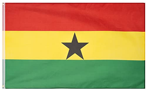 MUWO Flagge Nations Together 90 x 150 cm Nationalmanschaften, doppelseitige Gartenflagge, wetterfeste Fanflagge, Fußballflagge Polyester Länderfagge Deutschland mit Ösen (Ghana)