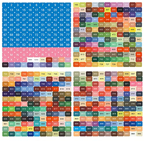 447 Labels Color Number Stickers with Square Round Diamonds, Diamond Painting Number Stickers