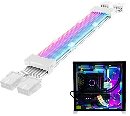 Jeanny Rallonge Câble PC RGB Câble ATX RGB 24 Pin Câble ATX 24 Broches Câble d'alimentation RGB Câble d'alimentation PC RGB Câble D'extension d'alimentation RGB Adressable