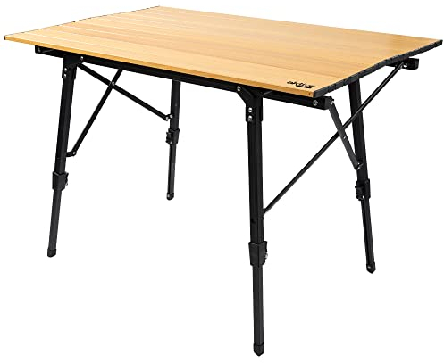 AKTIVE 63024 - Mesa Regulable en Altura para Camping Estilo Glamping, mesas Plegables Acampada portátiles, Medidas 90 x 57 x 46/40 cm, de Aluminio
