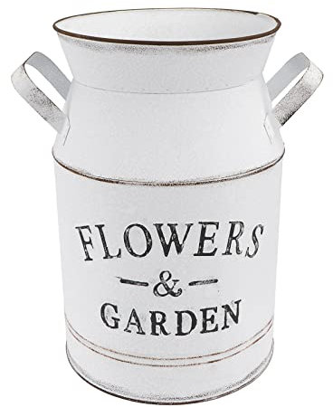 Garneck 1stk Vase Blumenarrangement Blumenarrangement Schäbige Schicke Krugvase Verzinkte Milchkanne Retro-blumenvase Dekorative Vase Holzdeko Garten Fame Weiß Blumenbeet Schmiedeeisen