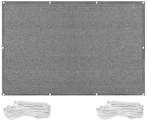Sonnensegel Quadrat 4x6m Atmungsaktiv Wasserdurchlässig Sport Sonnensegel mit Fixseil für Patio, Garten, Pergola, Grau