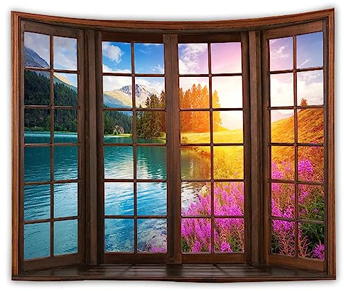 WANLIAN GTCH (15) Wald-Wandteppich, Wandbehang, Bergwandteppich, für Zuhause, Büro, Schlafzimmer, Innen- und Außendekoration, groß, 150 x 150 cm (B x L)