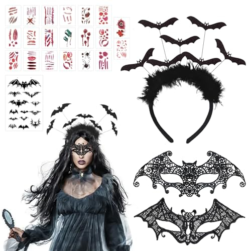 TZQFROCE Fledermaus Haarreif Halloween Vampir Stirnband Halloween Fledermaus Haarband Fledermaus Plüsch Haarreif Glänzendes Fledermaus Kopfschmuck für Erwachsene Kinder Halloween Karneval Fasching
