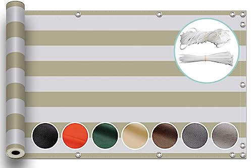 ZQXFZ Balkonbespannung 70x400cm Balkon Dekoration Oxford-Stoff SchattenküHlung, Staubdicht Balkonumspannungen Sichtschutz Garten -Beige Streifen.
