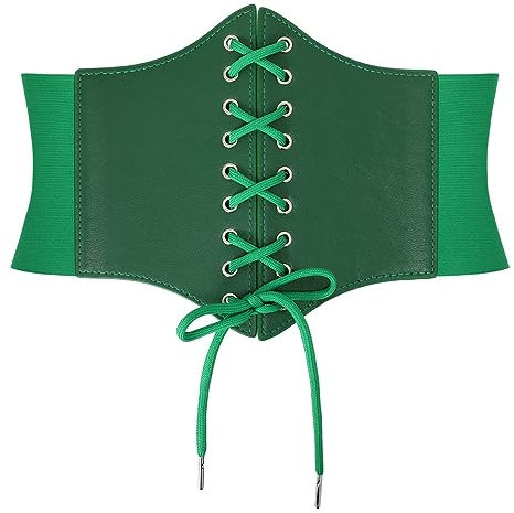 WERFORU Frauen Tied Waspie Gürtel,Breiter Schnürgürtel Korsett Elastische Taille Gürtel für Halloween Party
