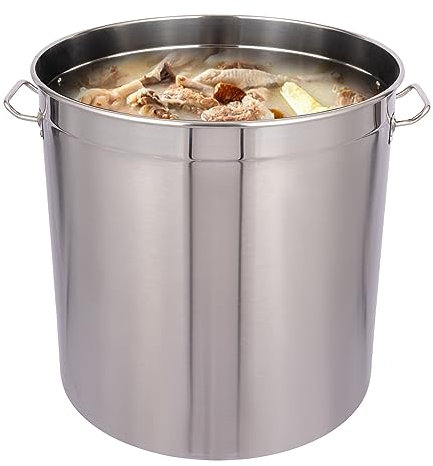 Stockpot in acciaio inox, perfetto con coperchio per cucina/conservazione, secchio per fornelli a induzione, fornelli a gas, elettrici, stufe in ceramica (50 cm/98 L)