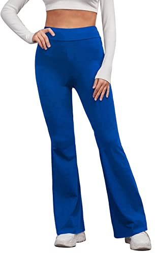 NAFING Flared Leggings Damen Lang Yoga Hosen Wide Leg Freizeithose Freizeit Jazzpants Yoga Pants Damen Weites Bein Taschen Bauchweg Sportleggins Blickdicht Flared Leggings Schlaghose