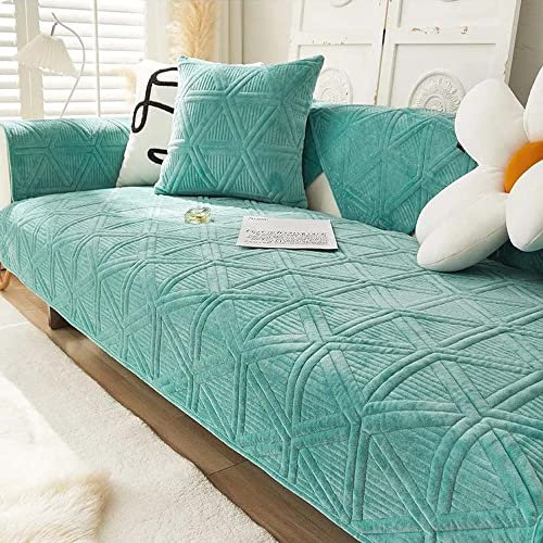 ZEaink Sofabezug Ecksofa Samt Sofahusse Couchbezug Sofaiberwurf l Form 3/2 Sitzer Sofa Schutz Abdeckung Sofaschoner rutschfest Hund Katze Sofabezügen-Grau (Color : #10, Size : 90x240cm1pc)