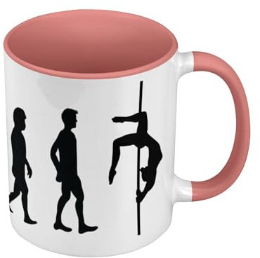 Fabulous Tasse in Premium-Qualität, Rosa – Evolution Pole Dance Pole Dancing Dance – Tasse mit Henkel und farbigem Innenfutter