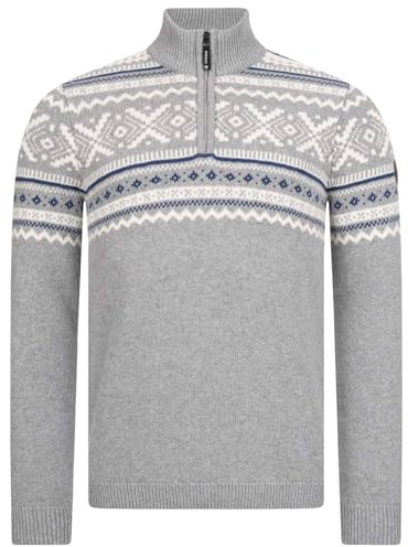 GIESSWEIN Norweger Pullover Herren Zip - feinste Merino Lammwolle, Wollpullover für Herren mit halblangem Reißverschluss, extra warm im Winter