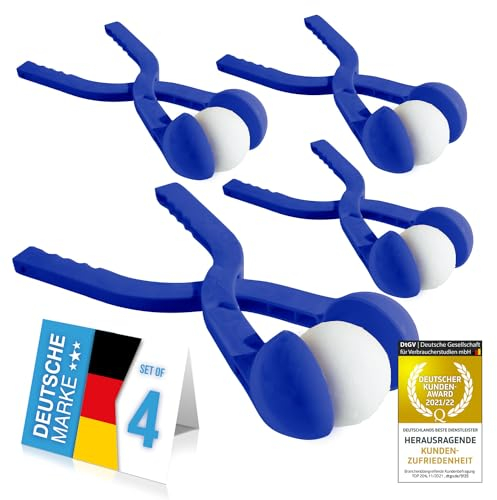 GOODS+GADGETS Schneeballzange für Perfekte 7 cm große Schneebälle; 2. Generation Schnee-Ball-Maker; Schneeball-Presse, nie mehr kalte Hände; 38 cm; zufällige Farben Rot oder Blau (4 Stück)