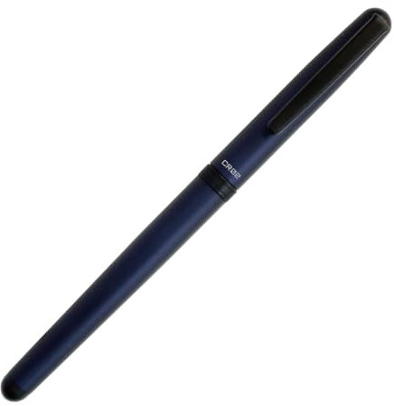 OHTO CR02 Keramik-Tintenroller, 0,5 mm feine Spitze, mitteldicker Aluminiumschaft mit Messingkomponenten, mattblau, nachfüllbare schwarze Tinte auf Wasserbasis, CR02-05-MBL