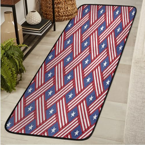 TropicalLife Teppich mit USA-Motiv, 60 x 182 cm, amerikanische USA, für Wohnzimmer, Schlafzimmer, Küche, Esszimmer, waschbar, lang, rutschfest, Bodenmatte