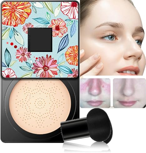 Beauty Linasi Clear Cover Beauty Cream,Wonderninelife Beauty Cream,Mushroom Head Air Cushion Cc Cream,Beauty Cream Mushroom Head Makeup Brush,Beauty Cream Foundation Waterproof (Nature A)