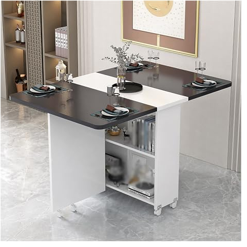 Mesa De Comedor Plegable De Hoja Abatible, Mesa De Cocina De Hoja Abatible De Madera Maciza, Mesa De Comedor Plegable De Almacenaje, Para Comedor, Oficina En Casa, Cafetería Y Restaurante ( Color : B