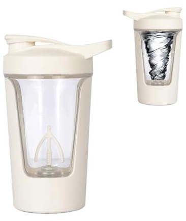 Bouteille shaker électrique de protéines Tritan – Sans BPA, rechargeable par USB, tasse mélangeur portable pour boissons protéinées et café, 425,2 g (blanc)