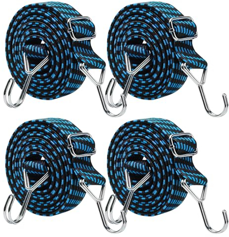 BRISKORE Spanngummi mit Haken, 4er Verstellbar Expander mit Haken, 1m Gepäckspanner Spanngurt Fahrrad Gummi Spanngurte mit Haken, Spanngurte Fahrrad Spanngurt Haken Spanngummis Gummispanner mit Haken