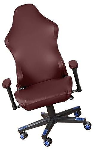 Mswborml PU Gaming Chair Covers Slipcovers with Arm Cover, Faux Leather Computer Chair Covers Slipcovers Waterproof, Ergonomic Office Computer Game Chair Slipcovers Gaming Chair Protector,Wine Red