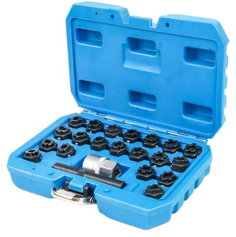 BHB 22PCS Wheel Locking Key Removal Tool Kit, Wheel Anti-Theft Lock Lug Nut Screw Remover Set with 1/2 Inch Driver Scoket Adaptor and Punch Compatible with VW VAG Volkswagen